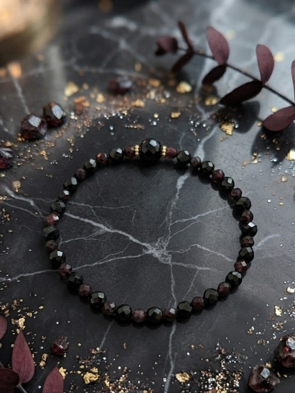 Black Spinel/Garnet/Onyx Bracelet